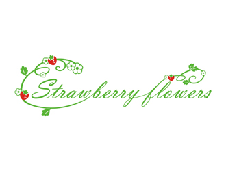 曾飛的中文：草莓花朵；英文：Strawberry flowerslogo設(shè)計(jì)