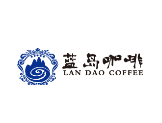 何錦江的藍島咖啡logo設計