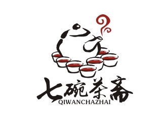 曾翼的七碗茶齋茶館logo設計