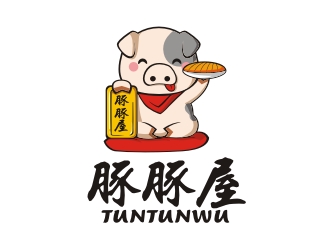 曾翼的豚豚屋日式餐廳動物卡通吉祥物標志logo設計