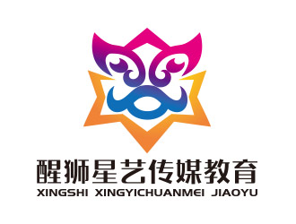 向正軍的醒獅星藝傳媒教育 動(dòng)物頭像logologo設(shè)計(jì)