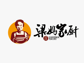 趙軍的梁媽家廚餐飲連鎖商標(biāo)logo設(shè)計