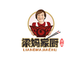 郭慶忠的梁媽家廚餐飲連鎖商標(biāo)logo設(shè)計