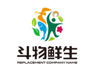 鐘炬的斗物鮮生超市標志設計logo設計