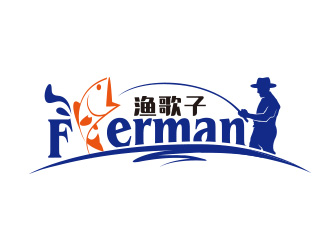 向正軍的漁歌子 Fisherman釣魚漁具商標logo設計