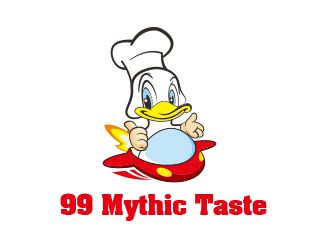 黃安悅的99 Mythic Taste（一只開飛機(jī)/火箭的鴨子）logo設(shè)計