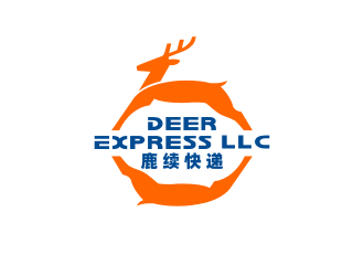 姜彥海的英文：Deer Express LLC, 中文：鹿續(xù)快遞logo設(shè)計