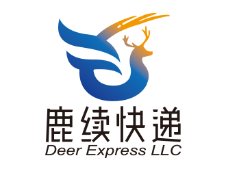 向正軍的英文：Deer Express LLC, 中文：鹿續(xù)快遞logo設(shè)計