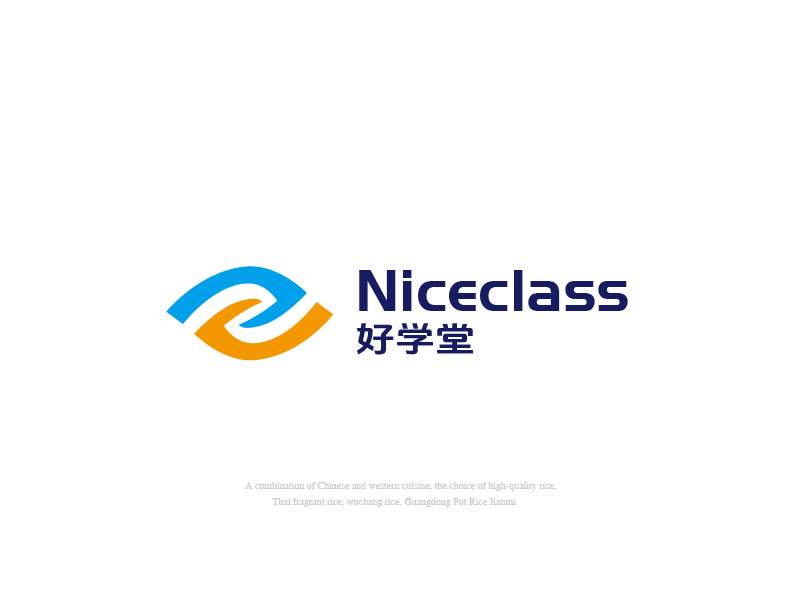 張俊的英文名字是“Niceclass ”，中文名字是“好學(xué)堂”logo設(shè)計(jì)