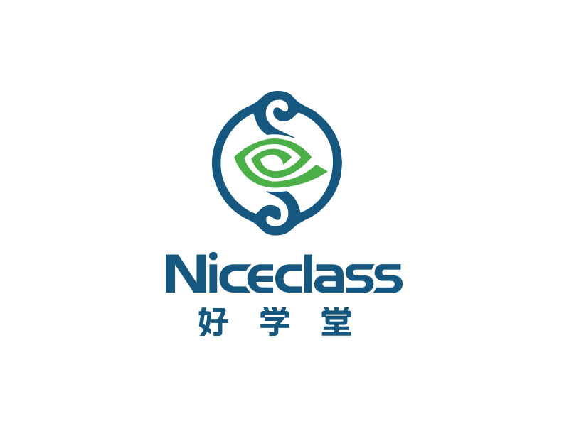 朱紅娟的英文名字是“Niceclass ”，中文名字是“好學(xué)堂”logo設(shè)計(jì)